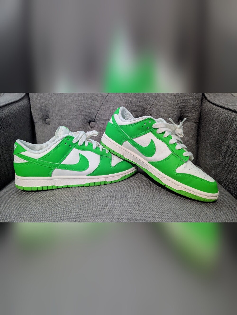 Nike Women's Low-Top Sneakers in Green and White - Size 9